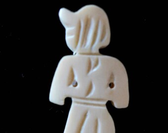Vintage Carved Bone Brooch/ Hand Carved Bone Pin