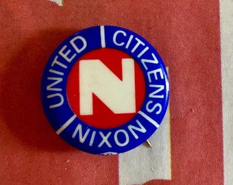 Vintage 1968 Nixon Campaign Button/ "United Citizens Nixon"/ 1968 Election/ President Nixon