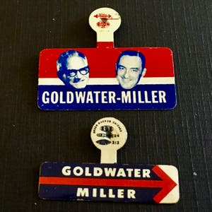 Vintage Goldwater Lapel Tabs/ 1964 Election/ Barry Goldwater/ Vintage Campaign Tabs/ Goldwater Miller