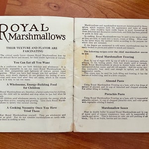 Rare Vintage Recipe Brochure/ The Useful Marshmallow/ Royal Marshmallows Rochester, NY/ 1920s Marshmallow promotion. image 3