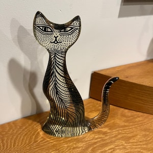 Vintage Abraham Palatnik Lucite Cat/ 8&quot; Tall Lucite Cat/ Abraham Palatnik Signed Lucite Cat/ Labeled Made in Brazil&quot;/ 1960s Lucite Cat
