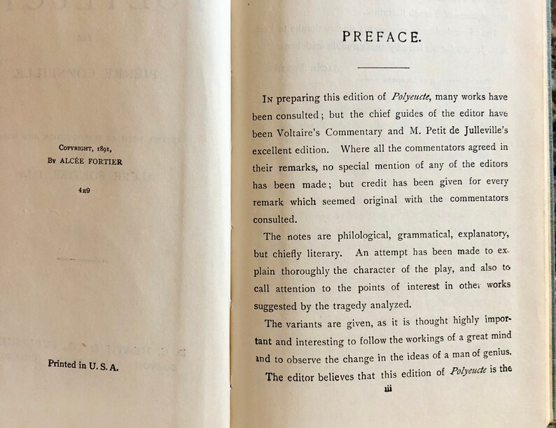 1891 Corneille's Polyeucte/ Editor A Fortier/ Polyceute par Pierre Corneille image 5