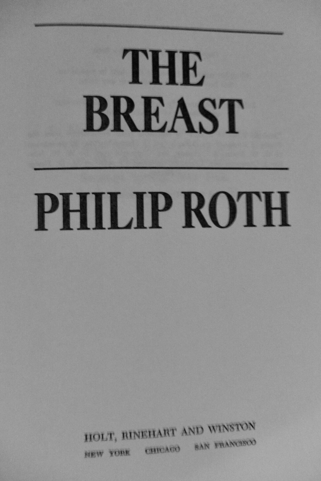 The Breast by Philip Roth/ Vintage Philip Roth/ Philip Roth Novel/ the