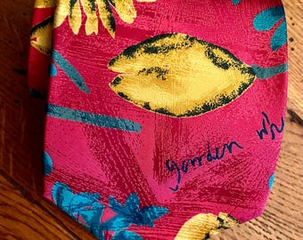 Vintage Kenzo Tie/ 100% Silk Made in Italy/ Red with Abstract FlowersNecktie/ 56 x 4.00/ Kenzo Paris Men&#39;s Necktie