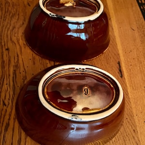 Vintage Stoneware Pudding Molds/ Pair Ceramic Pudding Molds/ Farmhouse Rustic