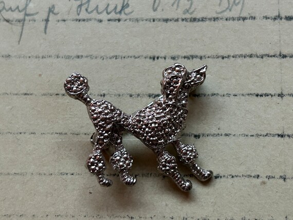 Vintage 80's 90's old stock small silver tone dog… - image 1