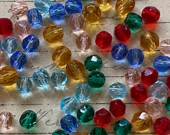 Lot 60 genuine vintage coloured faceted Swarovski crystal beads for jewellery