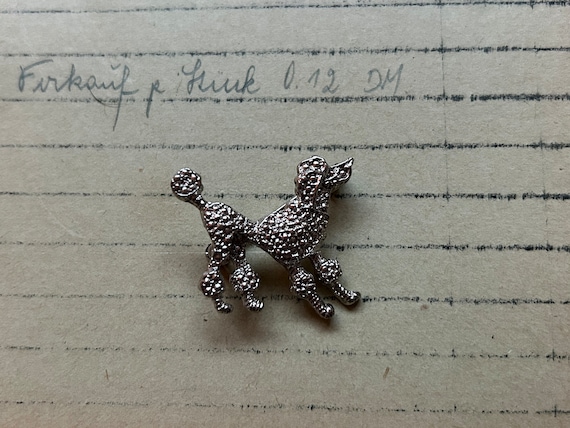 Vintage 80's 90's old stock small silver tone dog… - image 3