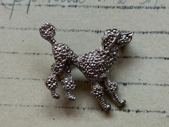 Vintage 80's 90's old stock small silver tone dog… - image 2