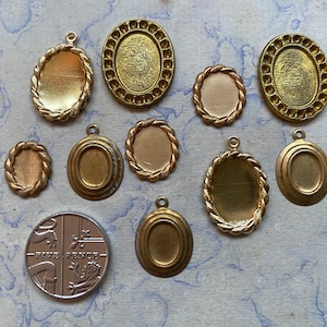 Teeny tiny vintage brass jewellery stampings for dolls house picture frames or embellishments