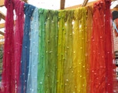 Naturally dyed soft silk scarves with cotton dots - rainbow colours, ethically sourced