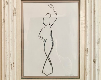 Desenho de balé para impressão, arte minimalista de bailarina para download digital, download instantâneo, arte linear, arte de bailarina