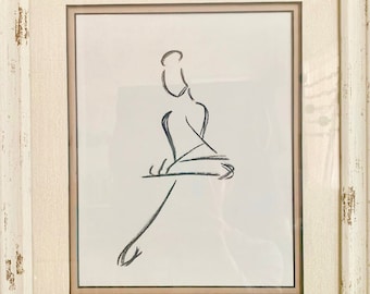 Instant Download Sitting Dancer Drawing | Printable Art | Dancer Figure Sketch Gift for Dance Teacher | Minimal Art Sketch