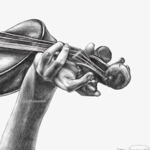 Instant Download Violin Drawing | Printable Wall Art | Violin Sketch Art | Gift for Musician | Light Academia