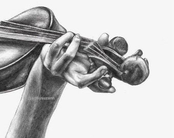 Instant Download Violin Drawing | Printable Wall Art | Violin Sketch Art | Gift for Musician | Light Academia