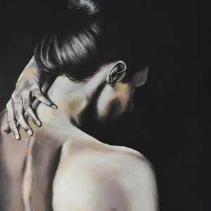 Female Back Fine Art Print | Dark Academia | Gallery Wall Art | Figure Painting Print | Light Academia Art | Emotional Art
