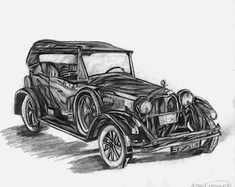 Car Pencil Drawing Etsy