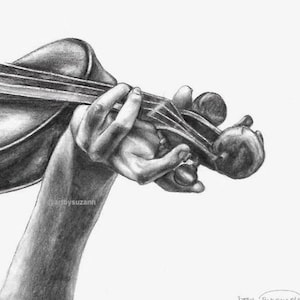 Strings Fine Art Print | Violin Drawing Print | Violinist Art Gift | Musician Gift | Light Academia | Orchestra Art