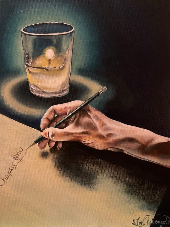 The Writer fine art print writer art print writing painting Etsy