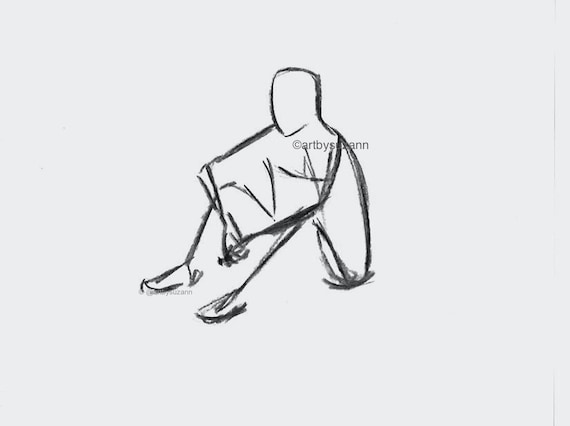Sitting man line drawing hi-res stock photography and images - Alamy