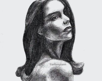 Original Female Figure Drawing | Original Pencil Sketch |  Female Portrait Art | Gallery Wall Art