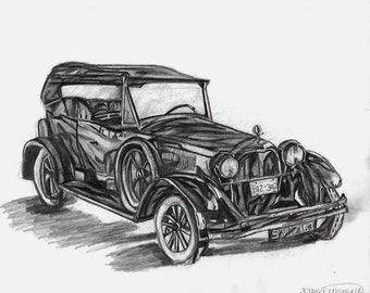 ドン・グロゴヴァックによる1920年代のクラシックカーのスケッチ（11 