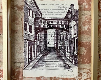 New York Street Drawing, Original Drawing, Travel Art, Framed Art, City Decor