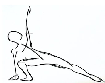 Stretch Original Figure Drawing | Figure Charcoal Stretch | Yoga Stretch | Gesture Drawing | Made to Order