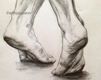 Dancing Feet Art Print | Figure Drawing Art Print | Dancer Art | Gallery Wall Art | Minimalist Art | Dancer Decor | Ballerina Art | Barefoot
