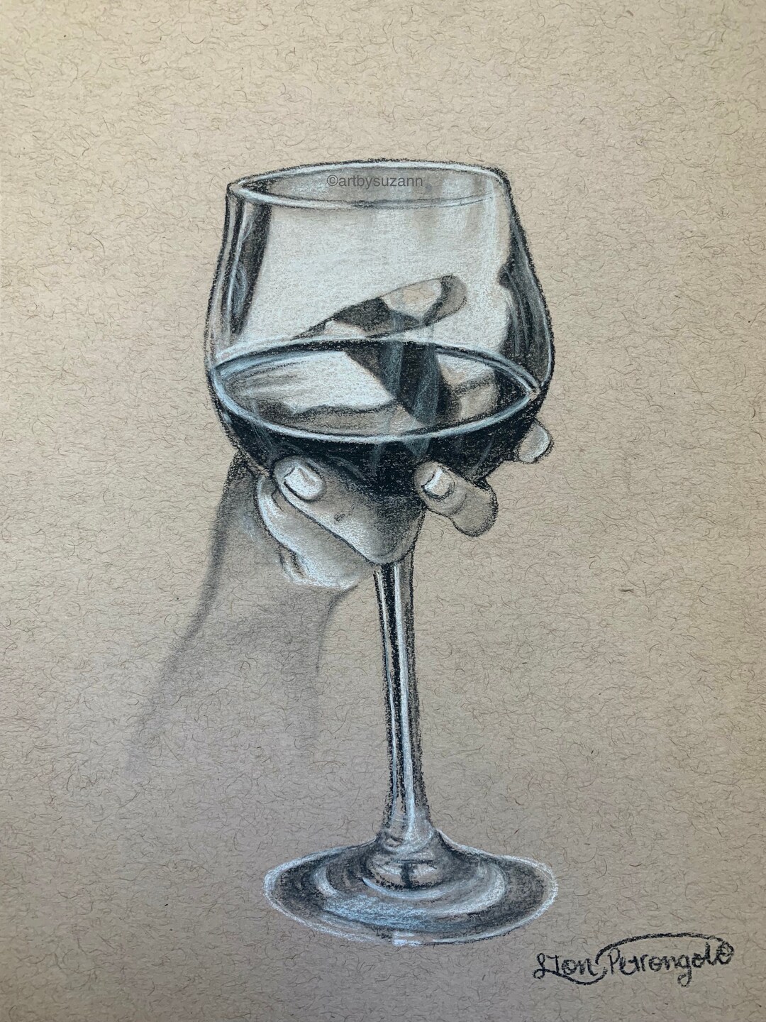 Wine Glass Art Print Fine Art Print Wine Lover Decor Vineyard Decor