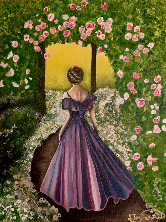 Hidden Trail fine art print secret garden painting print princess painting fairytale art