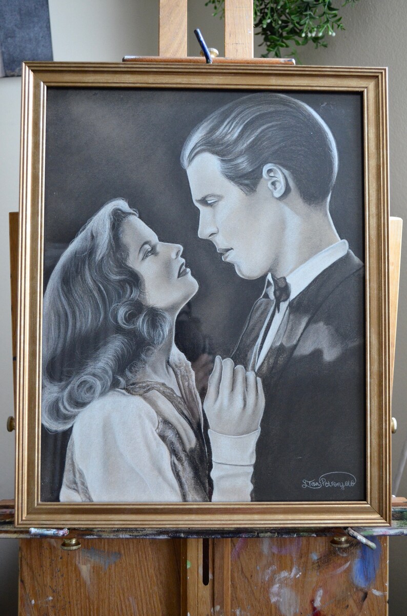 Original Drawing Old Hollywood Framed Charcoal Drawing Vintage Etsy