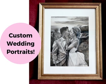 Original Drawing Wedding Gift Custom Art Wedding Portrait Anniversary Gift Charcoal Drawing Personalized Wedding Gift