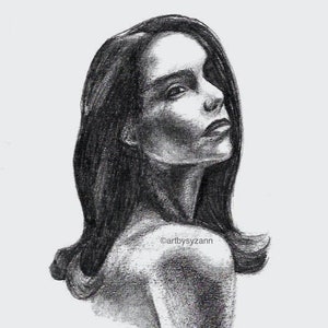 Fine art print &quot;Sola&quot;, graphite pencil print, portrait artwork, figure drawing