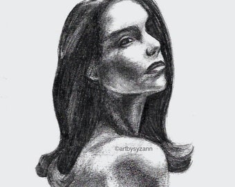 Fine-art print "Sola", grafietpotloodprint, portretkunst, modeltekenen