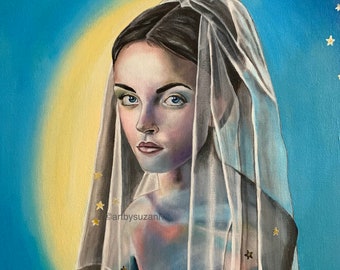 Girl in Veil Original Painting | Figure Art | Fine Art Painting