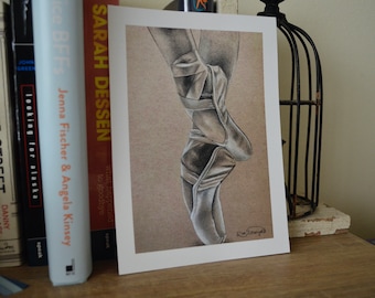 Art Print Ballet Shoes Dancer Art Print Pointe Shoes Drawing Ballet Aesthetic Light Academia Gift for Dance Teacher Dancer Decor