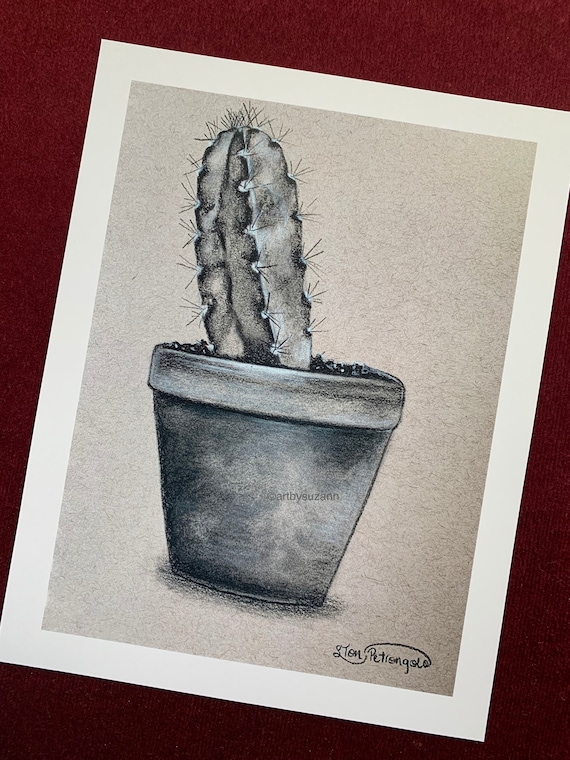 Kaktus Zeichnung Kunstdruck, Fine Art Stillleben, Pflanzendekor - Etsy.de