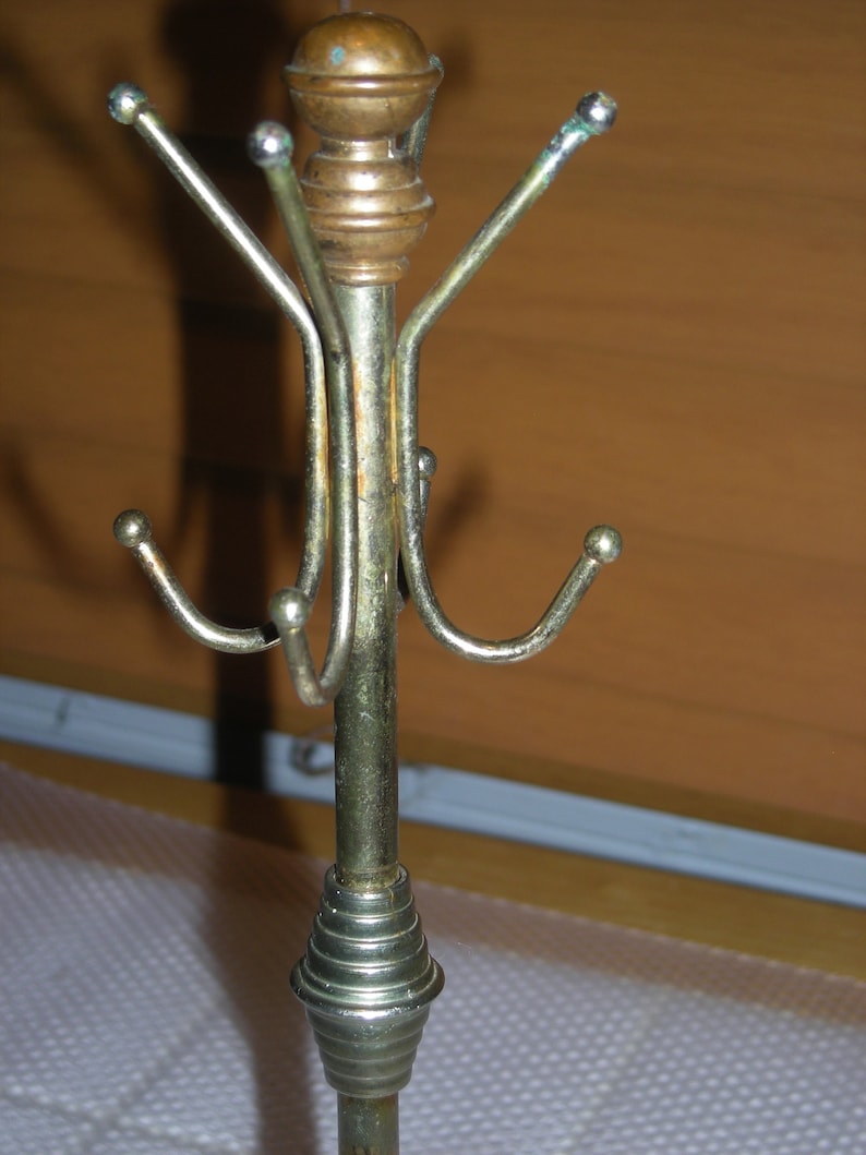Vintage Brass and Copper Miniature Coat Rack Jewelry Tree
