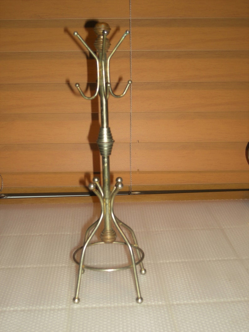 Vintage Brass and Copper Miniature Coat Rack Jewelry Tree