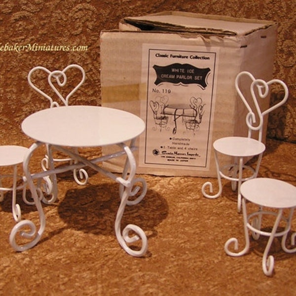 Metal Patio Table & Chairs, Sonia Messer, Ice Cream Parlor, Bistro Set, Dollhouse