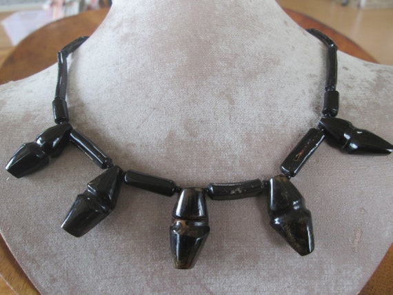 Genuine Black Coral Necklace Natural Tube Beads &