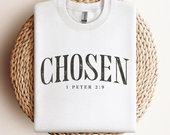 Sudadera de cuello redondo Chosen / Ropa de fe cristiana