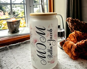 Vaso de vidrio Libby de 16 oz personalizado para mamá