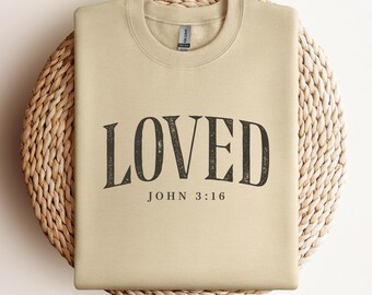 Sudadera de cuello redondo con versículos bíblicos de fe minimalistas de Juan 3:16