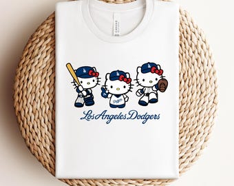 Camiseta Hello Kitty de los Dodgers, Camiseta linda de béisbol de Los Ángeles, Camiseta para fanática de los Dodgers para mujer, Camiseta gráfica Bella Canvas, Conjunto para el día del partido, Regalo para ella
