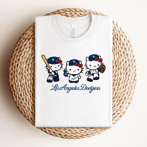 Hello Kitty Dodgers Shirt, LA Baseball Cute Tee, Women’s Dodgers Fan Shirt, Bella Canvas Graphic Tee, Game Day Outfit, Gift for Her