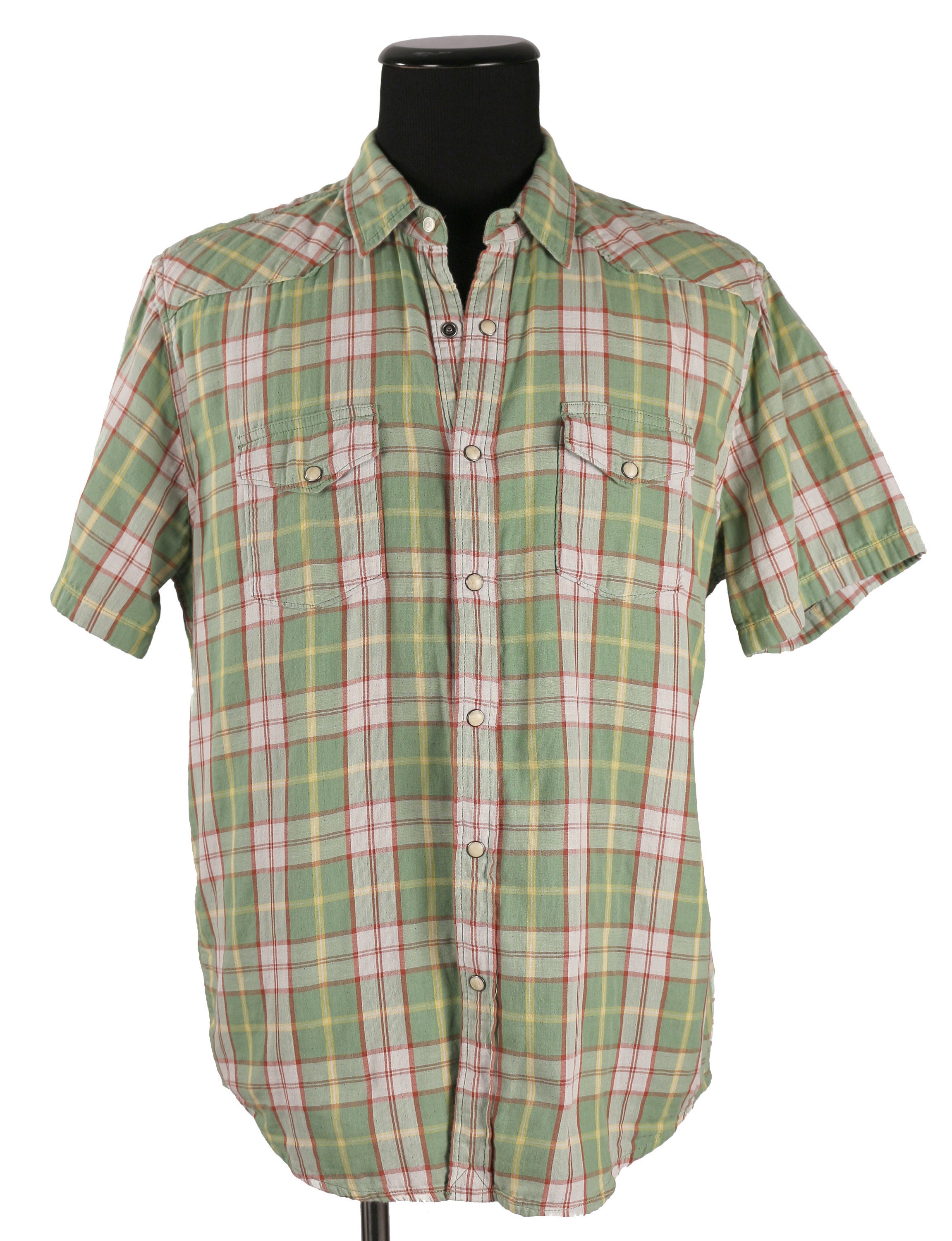 Men's Plaid Pearl Snap Western Shirt 