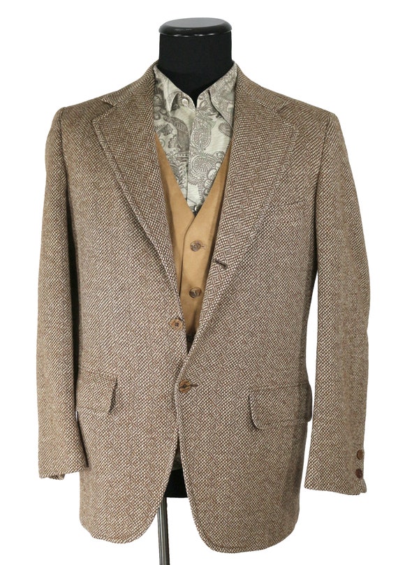 1960's Nottingham Men's Tweed Sport coat, Brown D… - image 2