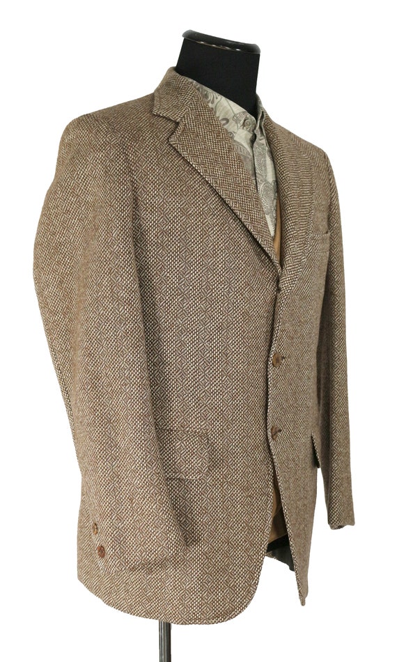 1960's Nottingham Men's Tweed Sport coat, Brown D… - image 3
